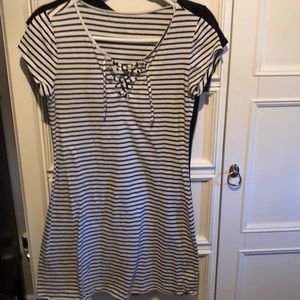 White and black striped dress